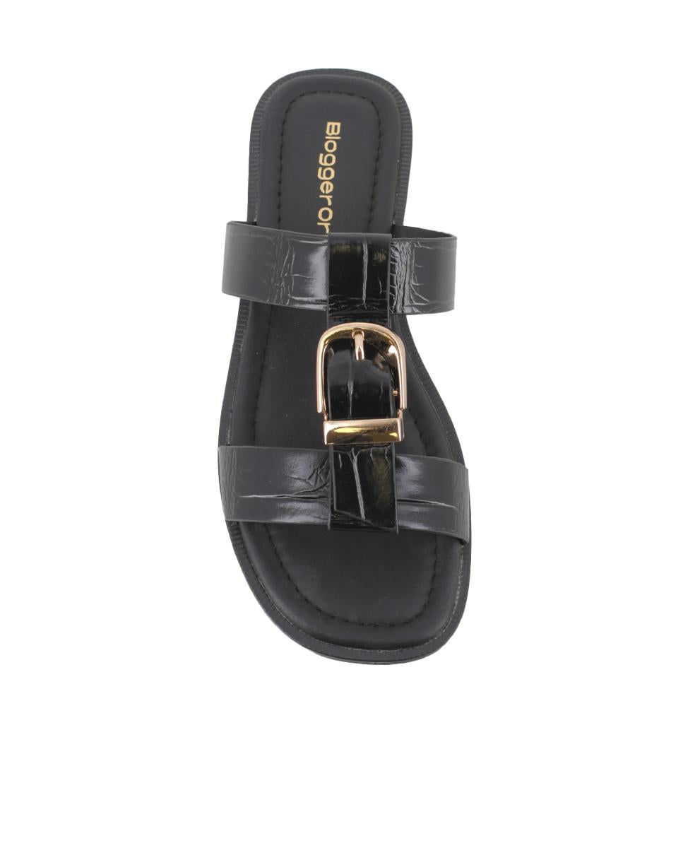 Sandalias planas Blogger Flavia Negro Mujer
