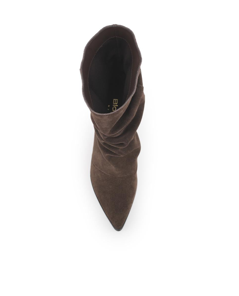 Botines de Piel Blogger Tacón Alani Marrón Mujer