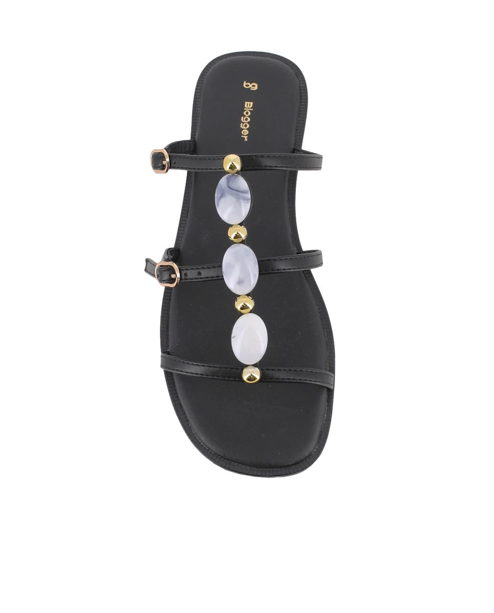 Sandalias planas Blogger Belona Negro Mujer