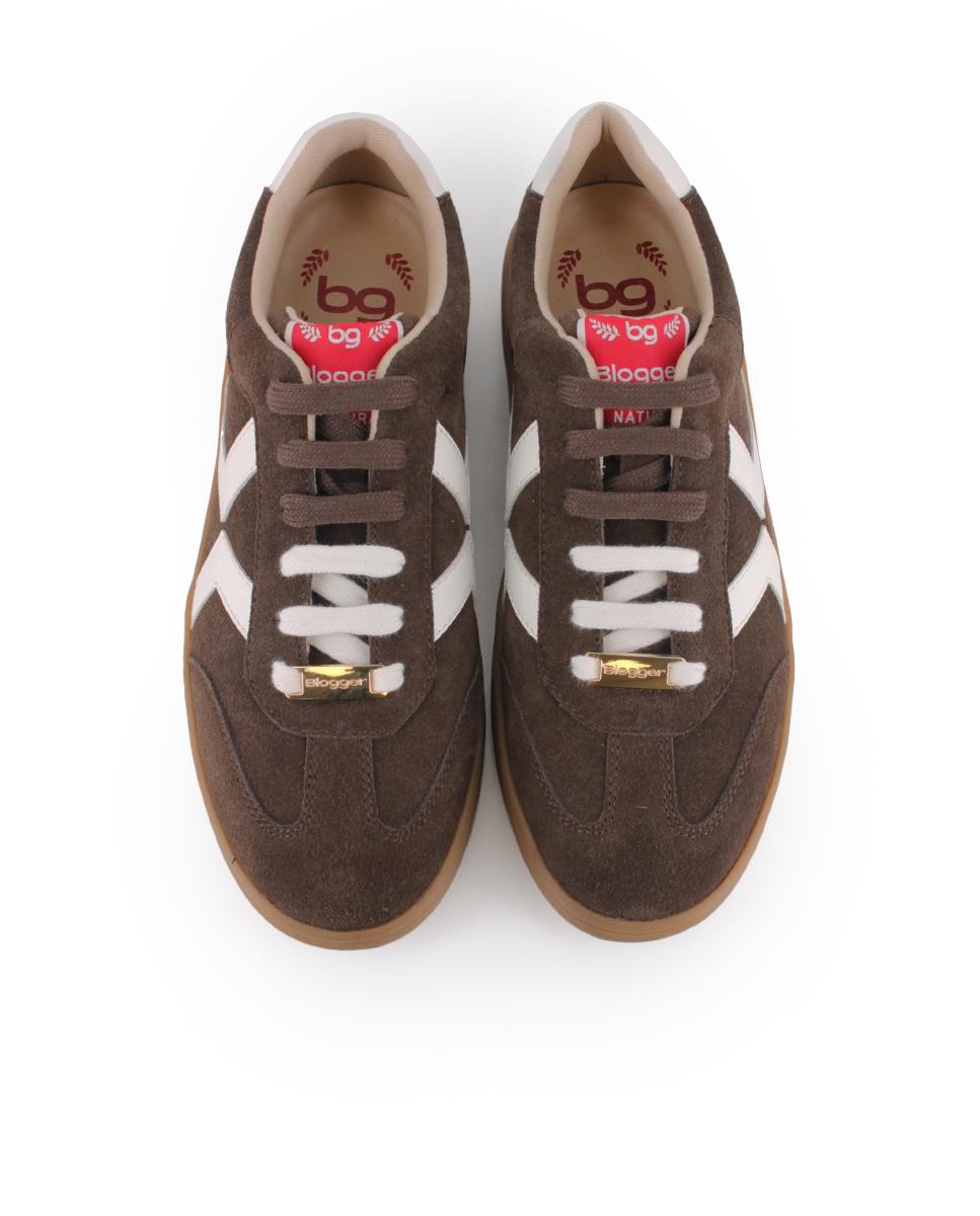 Zapatillas de Piel de Serraje Blogger Nakira 03 Marrón Mujer