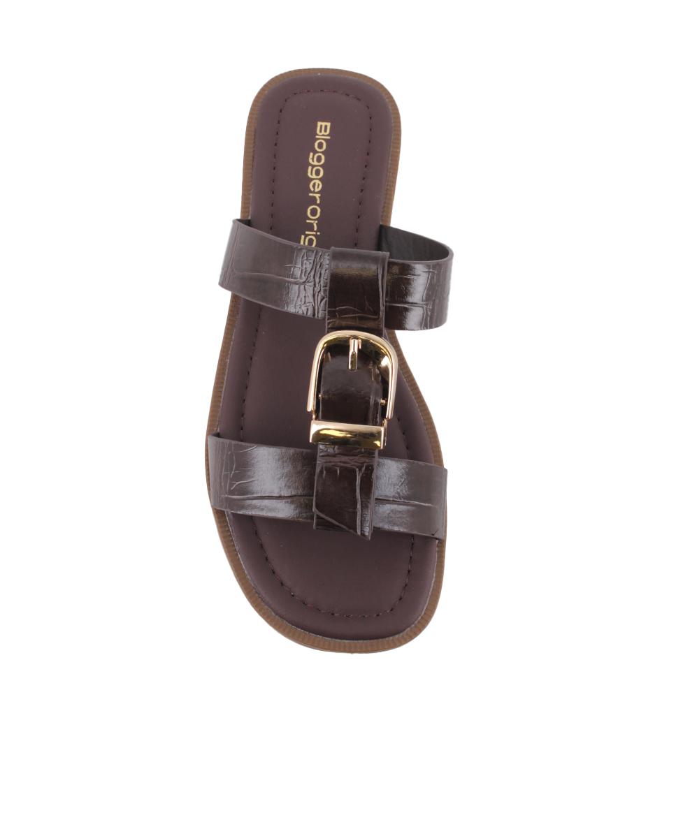Sandalias planas Blogger Flavia Marrón para Mujer