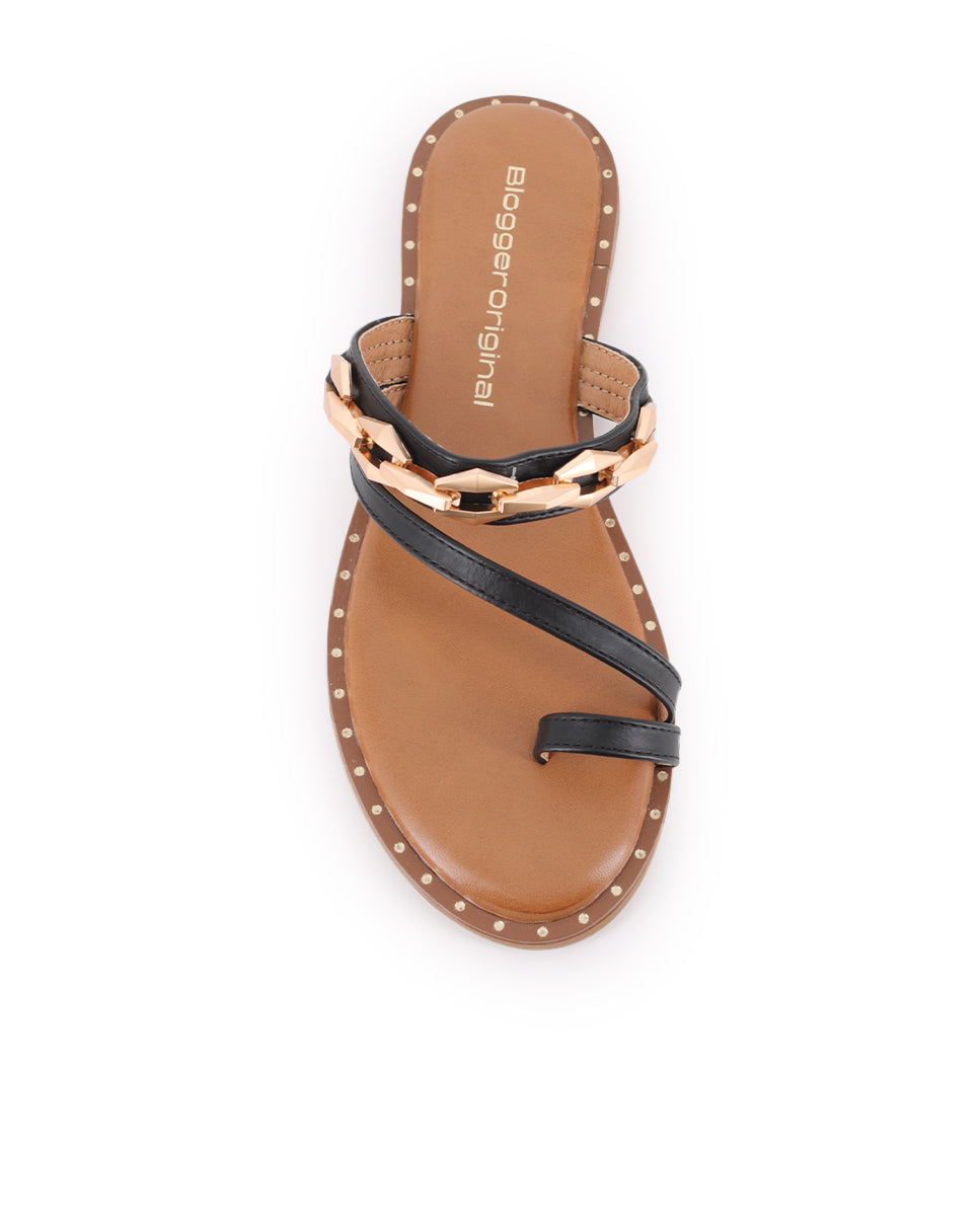 Sandalias planas Blogger Dunia para mujer color negro