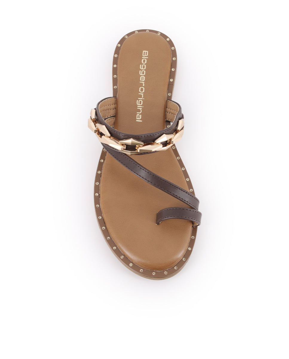 Sandalias planas Blogger Dunia para mujer color marrón