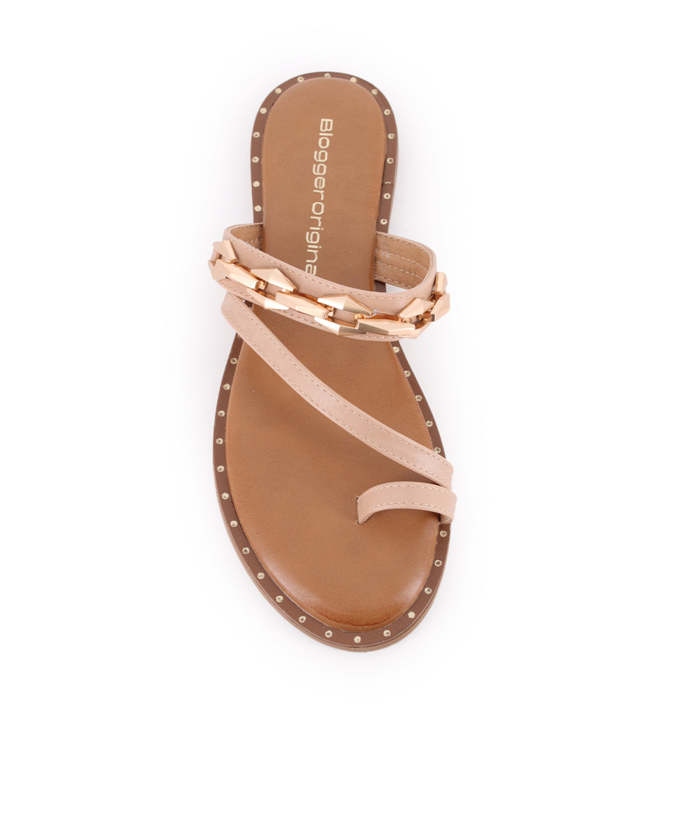 Sandalias planas Blogger Dunia para mujer color beige