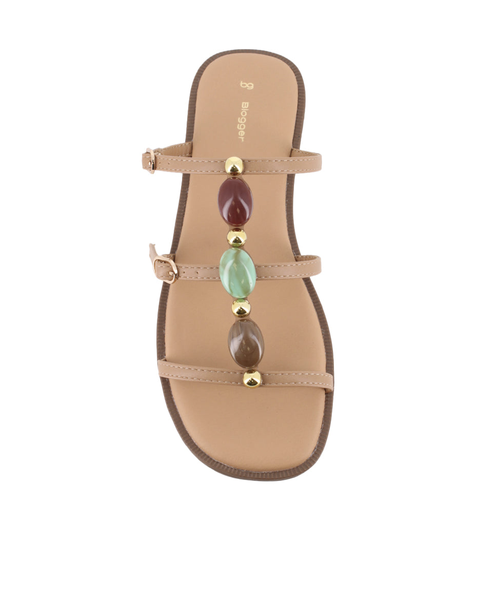 Sandalias planas Blogger Belona Camel Mujer