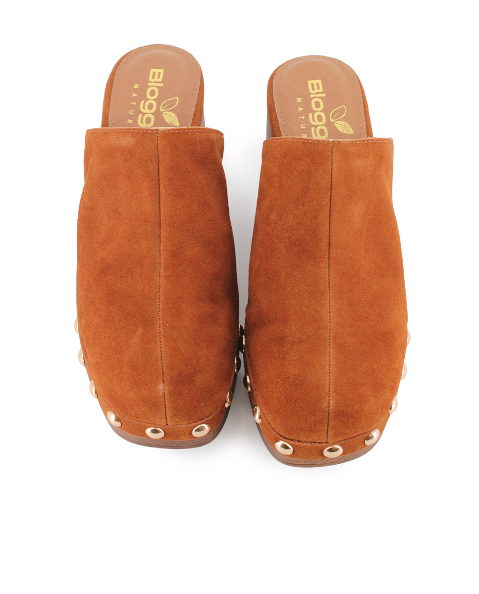 Zuecos Cerrados de Tacón Blogger Florit Camel Mujer