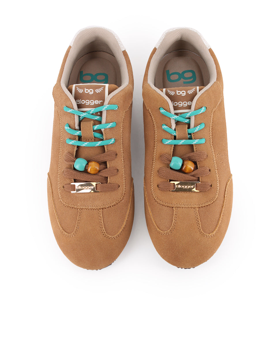 Zapatillas de Piel Blogger Nora Camel Mujer