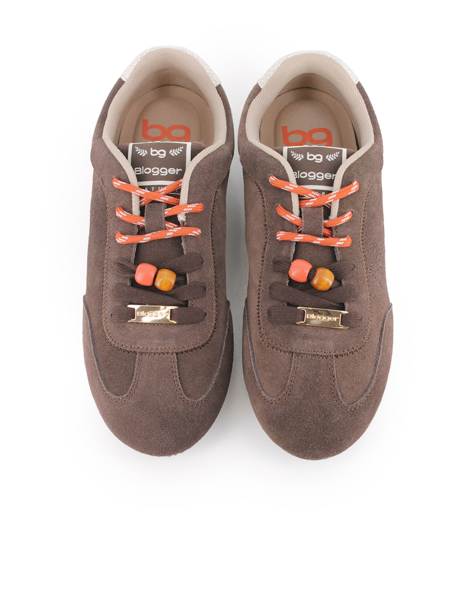 Zapatillas de Piel Blogger Nora Marrón Mujer