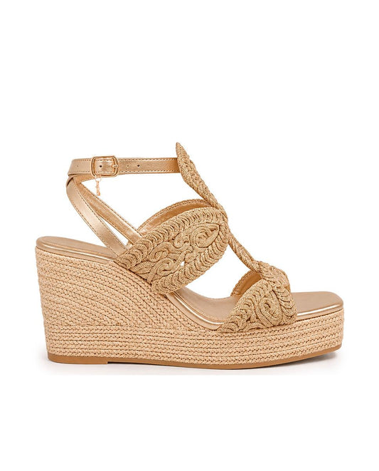 Sandalias de cuña Blogger Copacabana Doradas Mujer