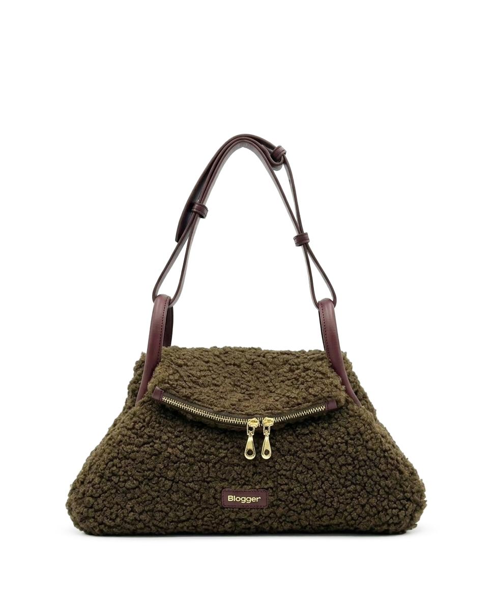 Bolso Blogger Fluffy Marrón Mujer