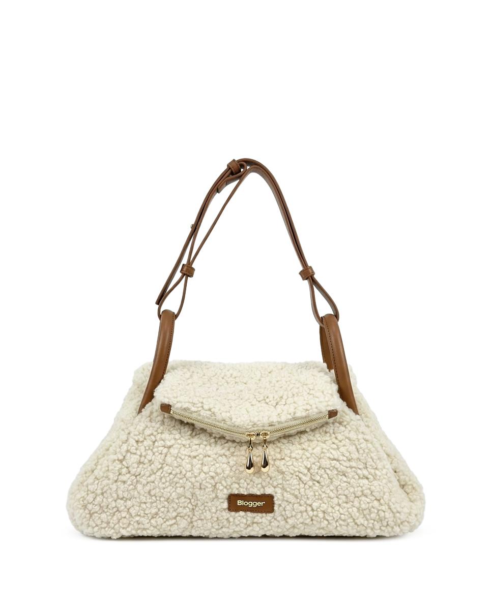 Bolso Blogger Fluffy Beige Mujer