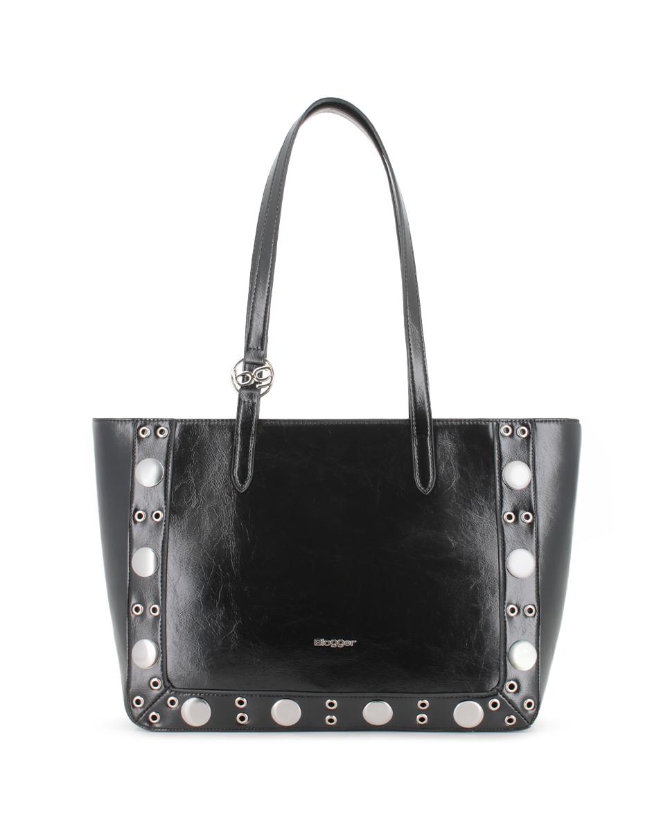 Bolso Blogger Violeta Negro Mujer