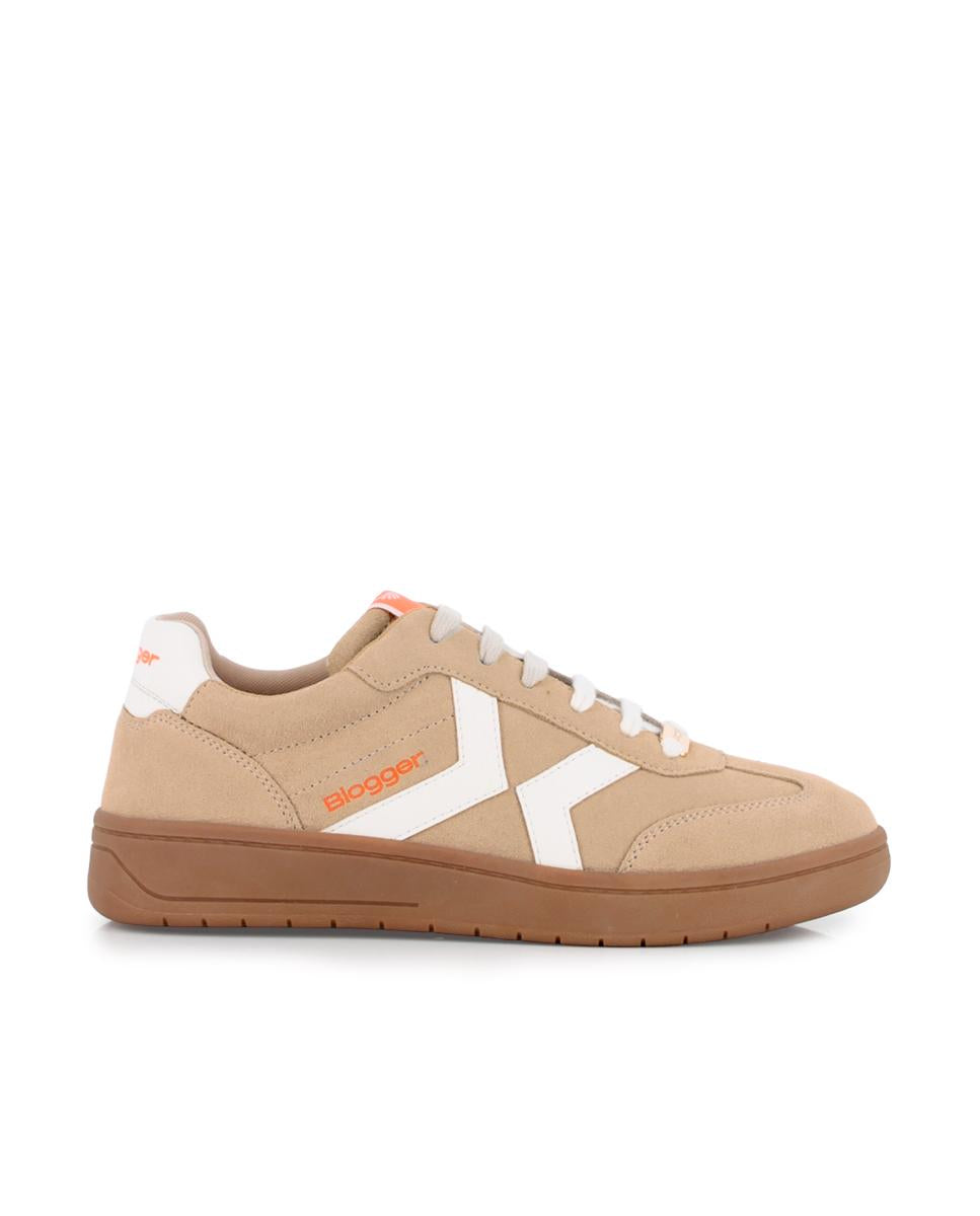 Zapatillas de Piel de Serraje Blogger Nakira 03 Beige Mujer