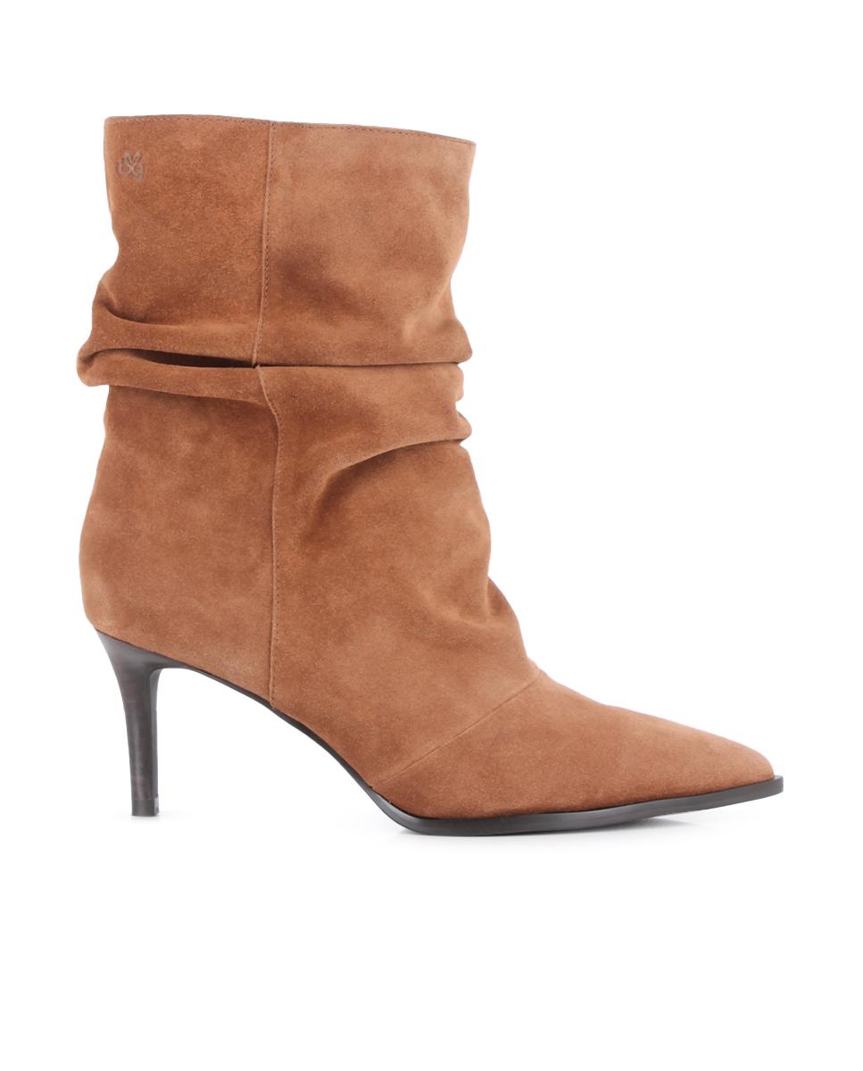 Botines de Piel Blogger Tacón Alani Camel Mujer