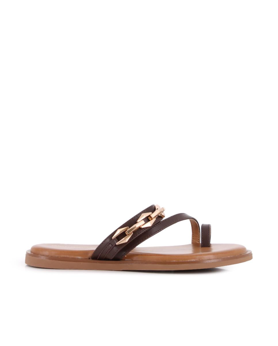 Sandalias planas Blogger Dunia para mujer color marrón
