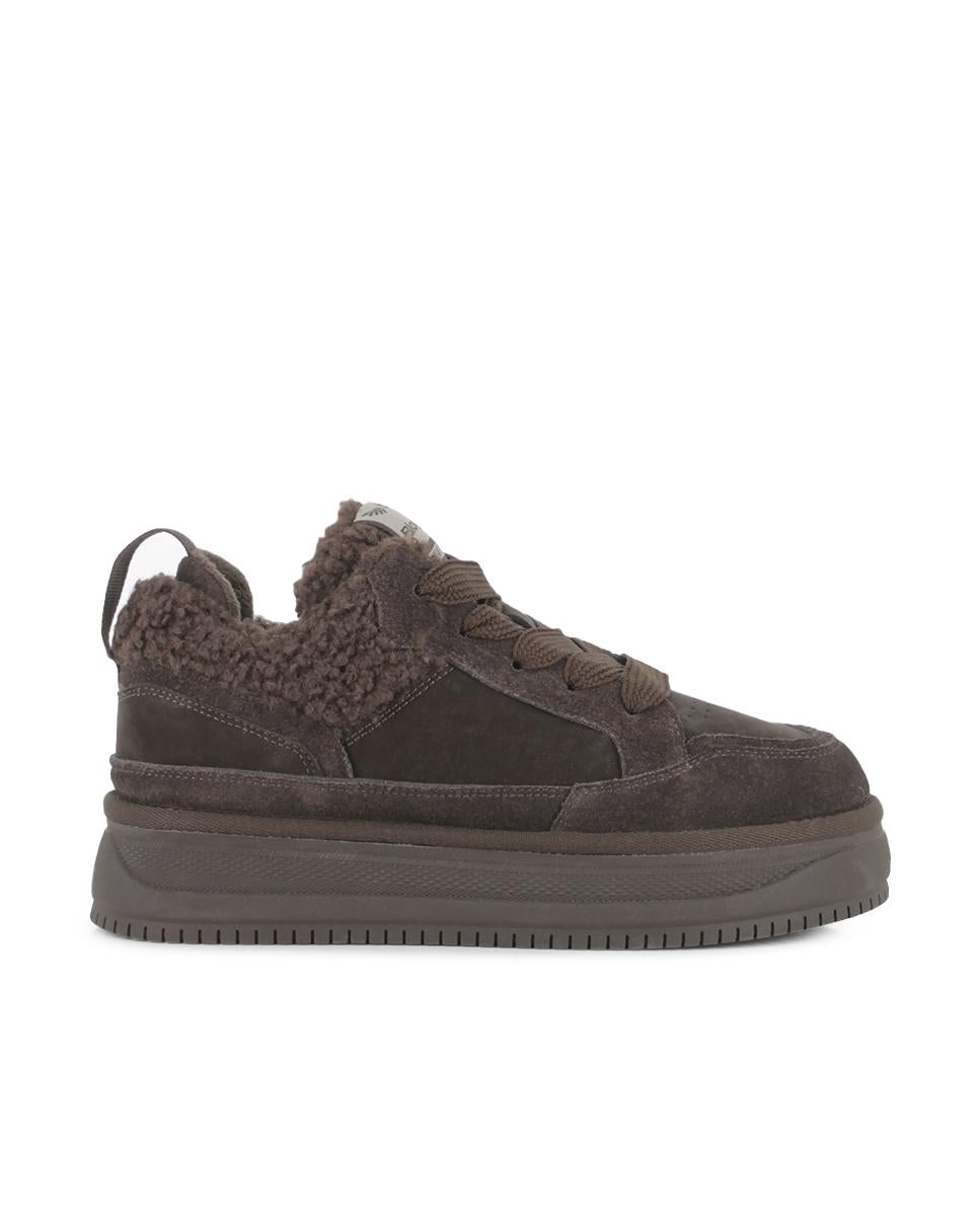 Zapatillas de Piel de Serraje Blogger Teddy Marrón Mujer
