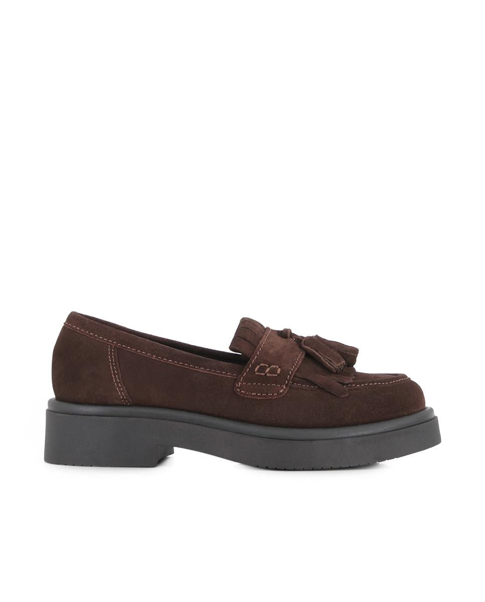 Mocasines de Piel de Serraje Blogger Sophia Marrón Mujer