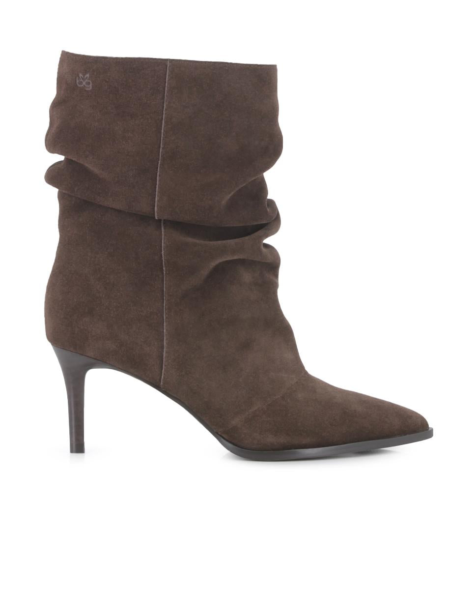 Botines de Piel Blogger Tacón Alani Marrón Mujer