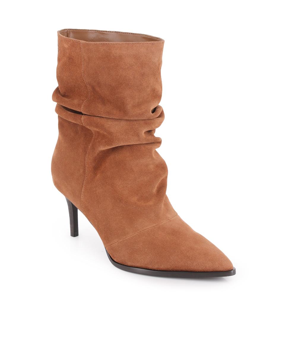 Botines de Piel Blogger Tacón Alani Camel Mujer