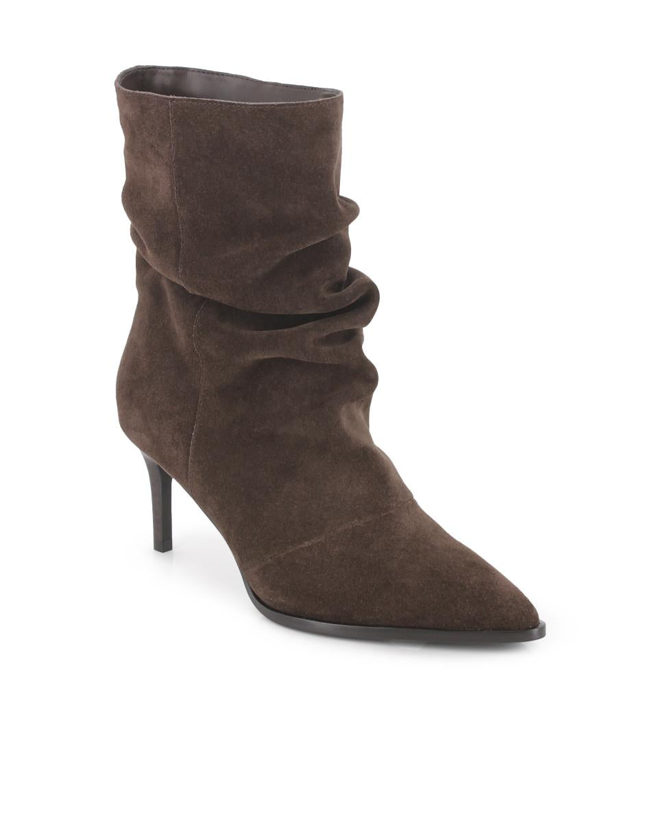 Botines de Piel Blogger Tacón Alani Marrón Mujer