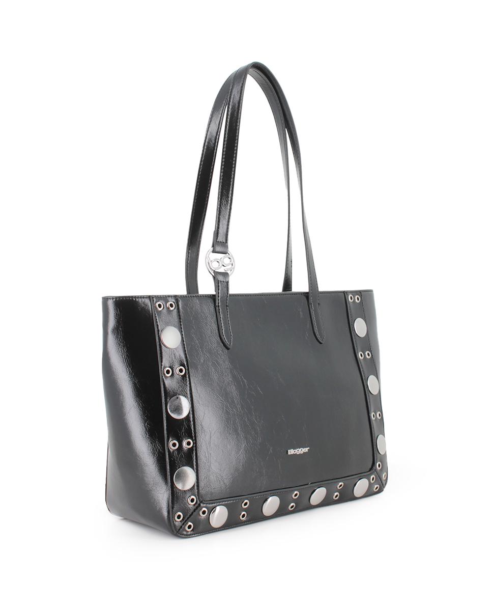 Bolso Blogger Violeta Negro Mujer
