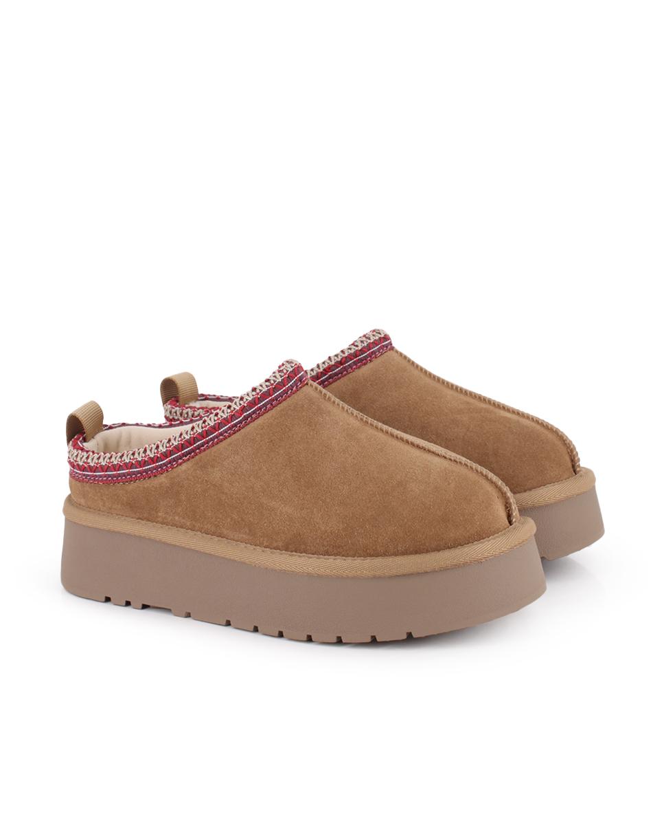 Zuecos de Piel Blogger Crafton Camel Mujer