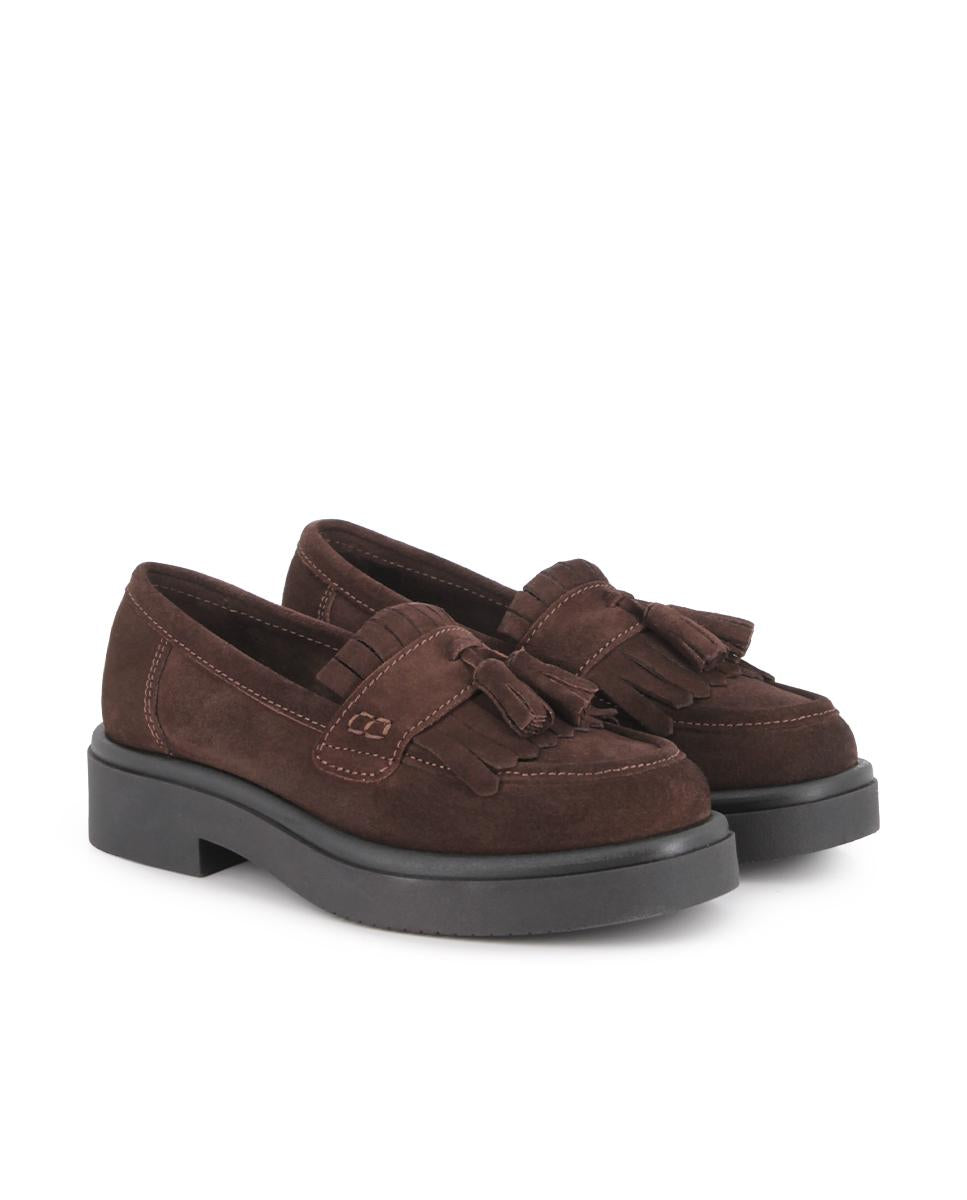 Mocasines de Piel de Serraje Blogger Sophia Marrón Mujer