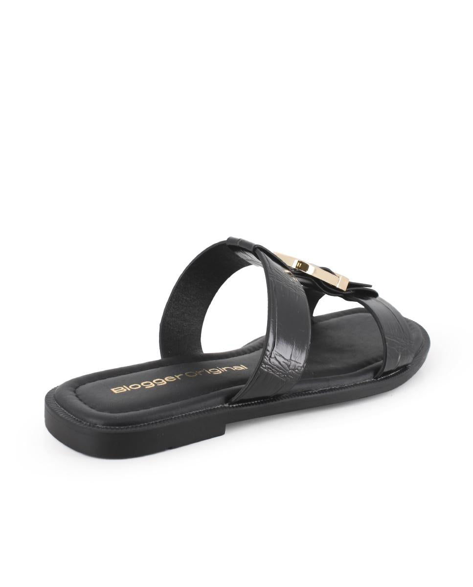 Sandalias planas Blogger Flavia Negro Mujer