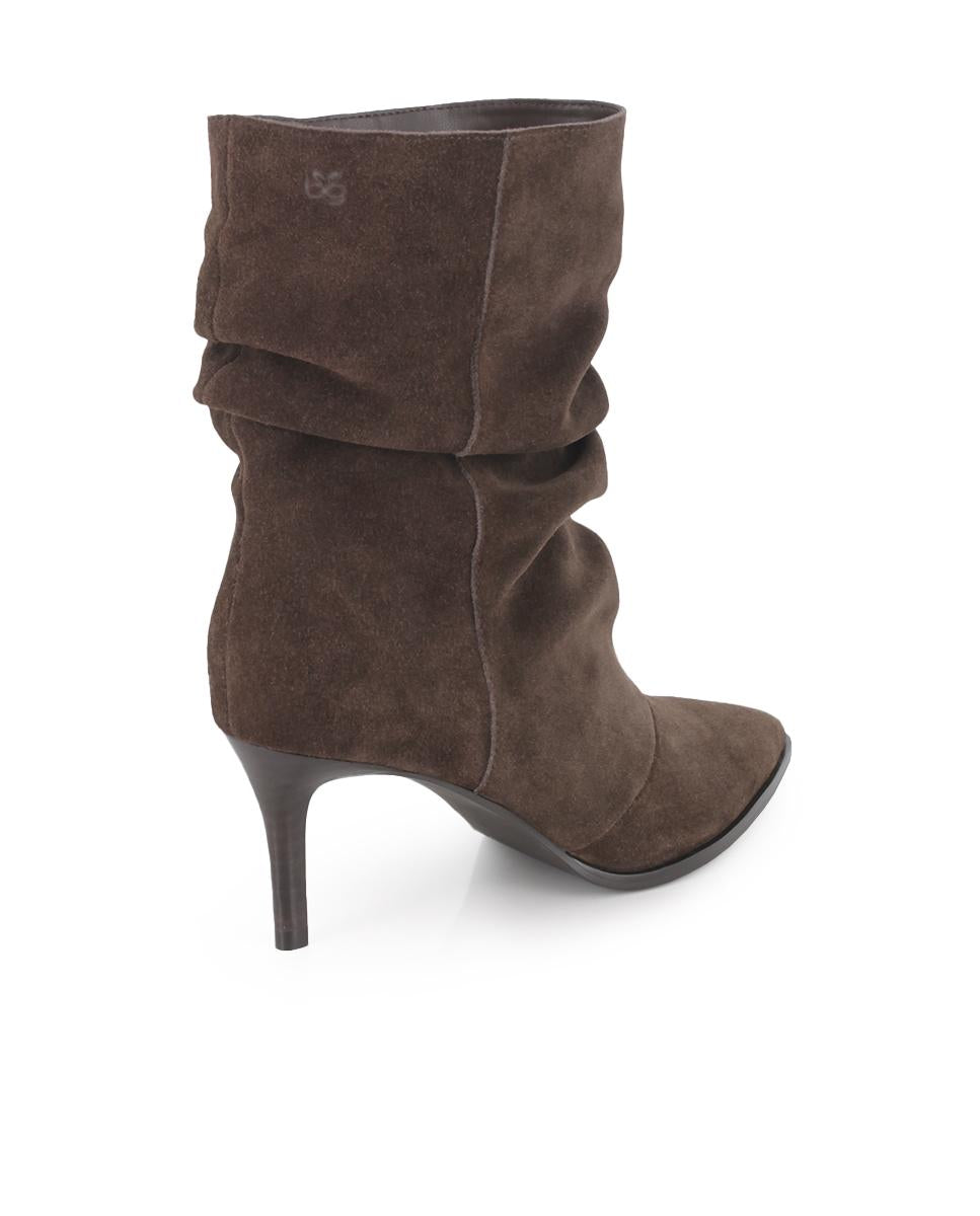 Botines de Piel Blogger Tacón Alani Marrón Mujer