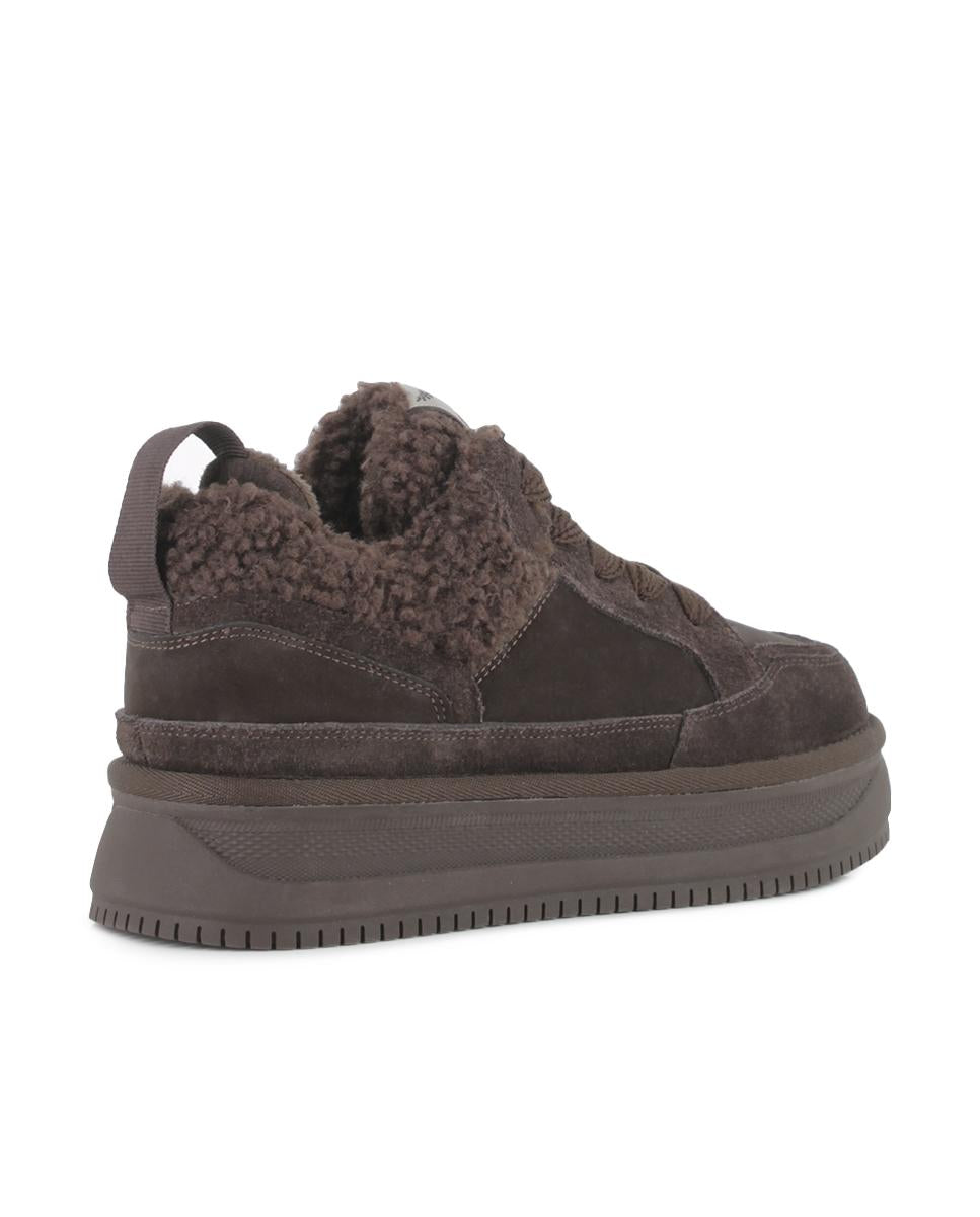 Zapatillas de Piel de Serraje Blogger Teddy Marrón Mujer