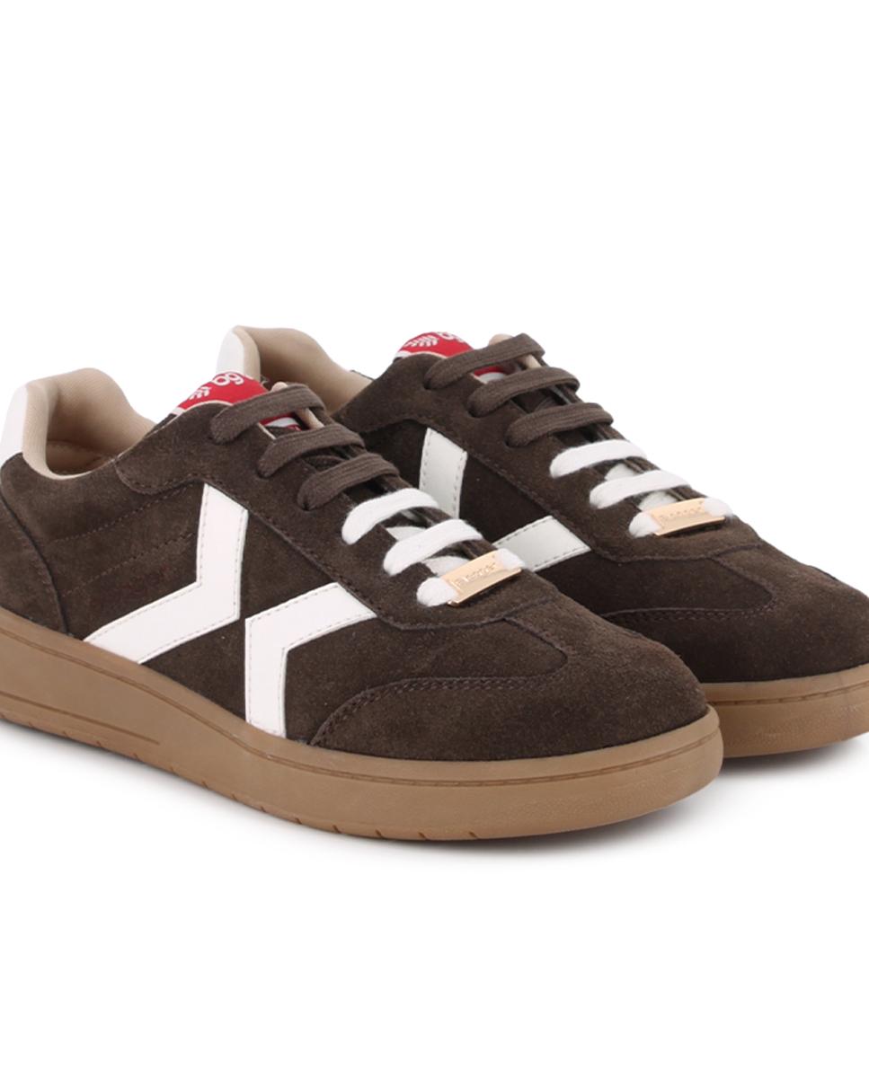 Zapatillas de Piel de Serraje Blogger Nakira 03 Marrón Mujer