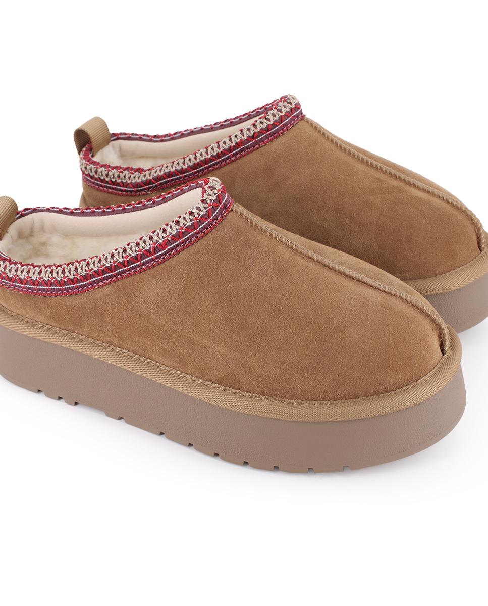 Zuecos de Piel Blogger Crafton Camel Mujer