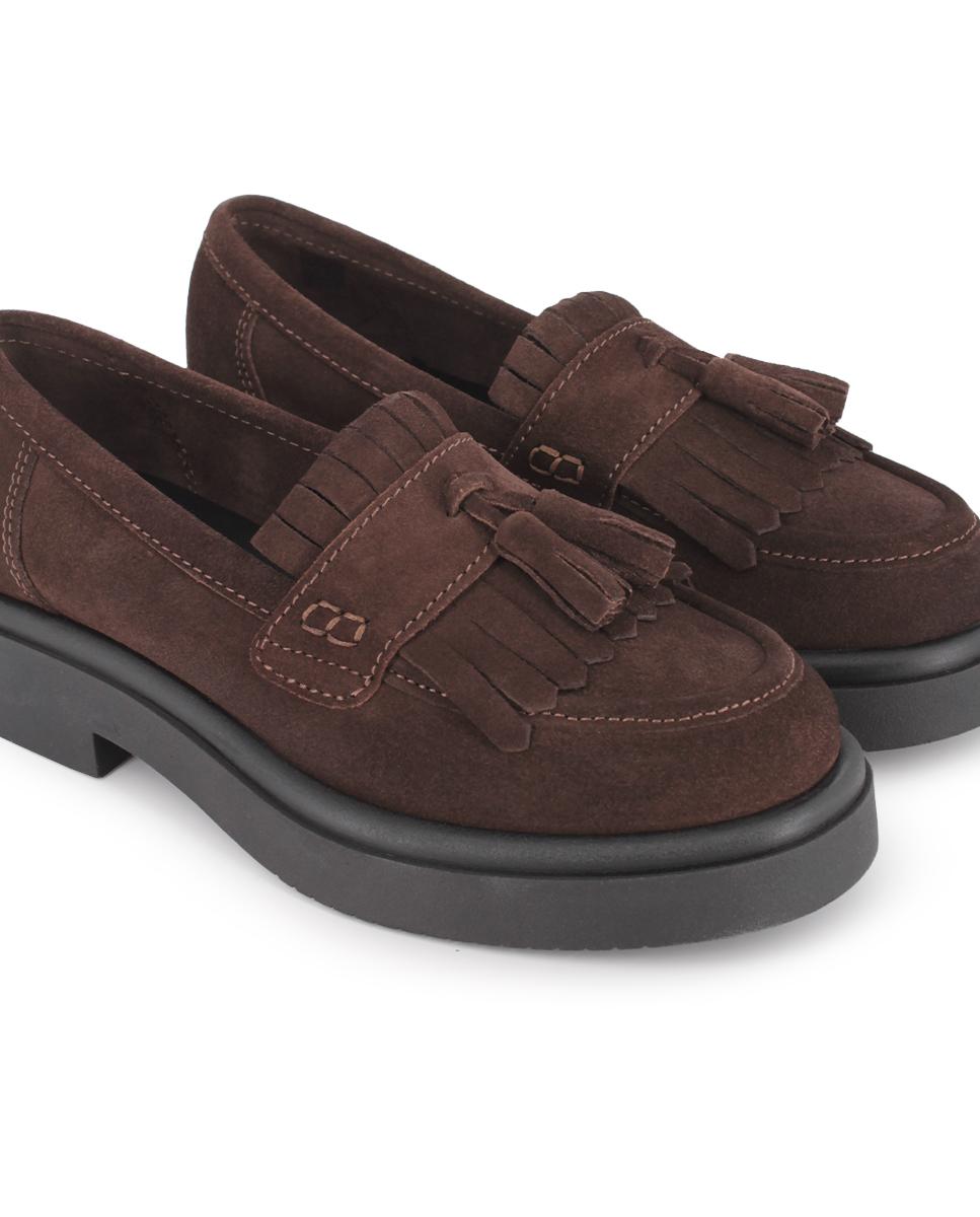 Mocasines de Piel de Serraje Blogger Sophia Marrón Mujer