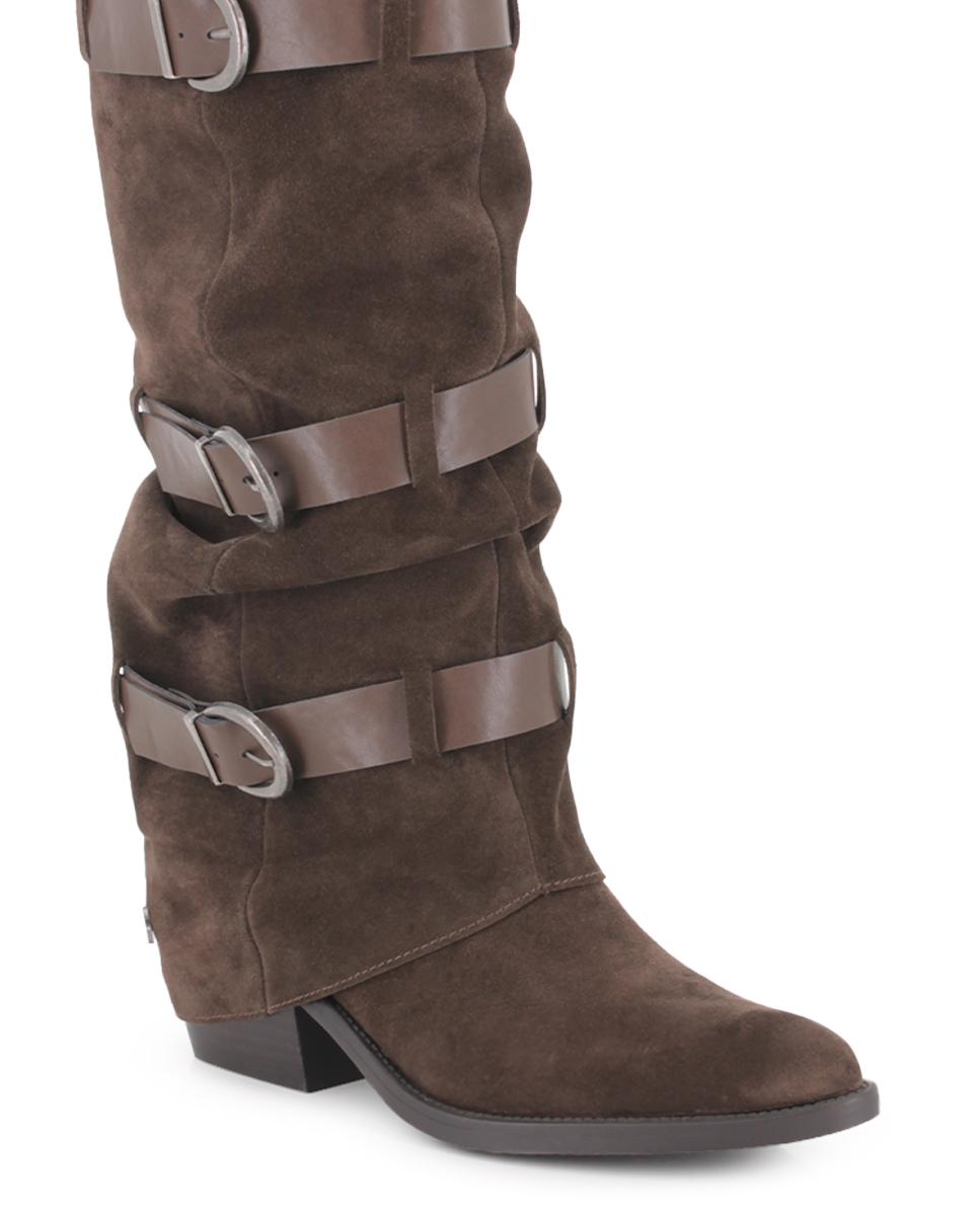 Botas de Piel Blogger Zielo Marrón Mujer