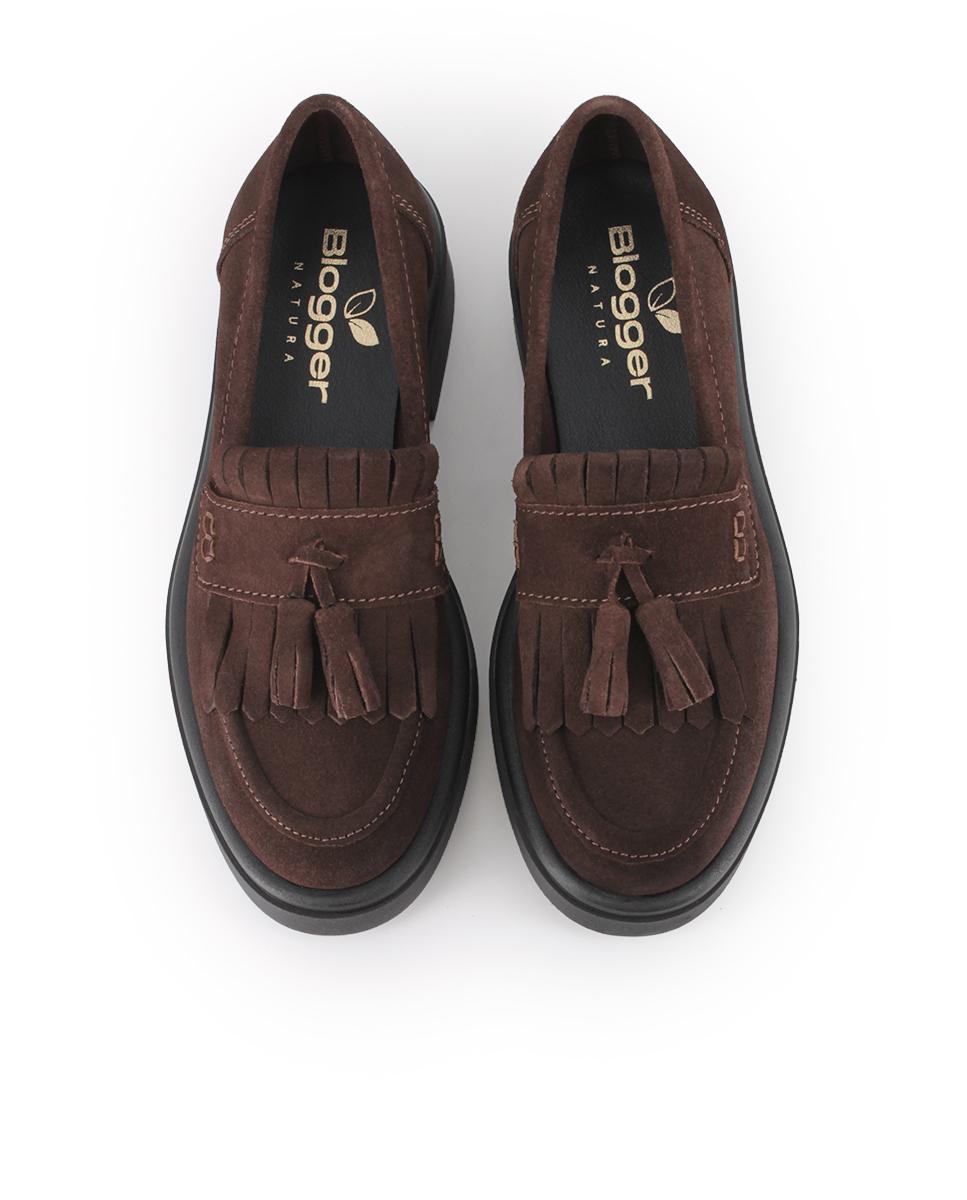 Mocasines de Piel de Serraje Blogger Sophia Marrón Mujer