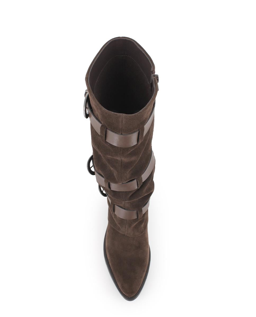 Botas de Piel Blogger Zielo Marrón Mujer