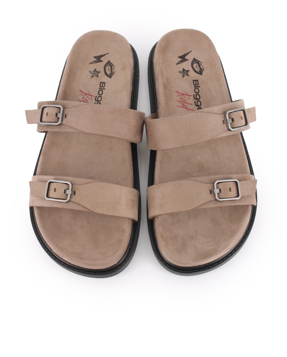 Sandalias planas Blogger Virtuo para mujer color beige
