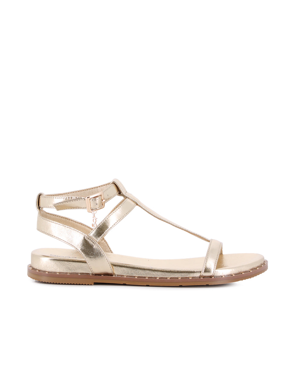Sandalias Planas Blogger Cleo Dorado Mujer