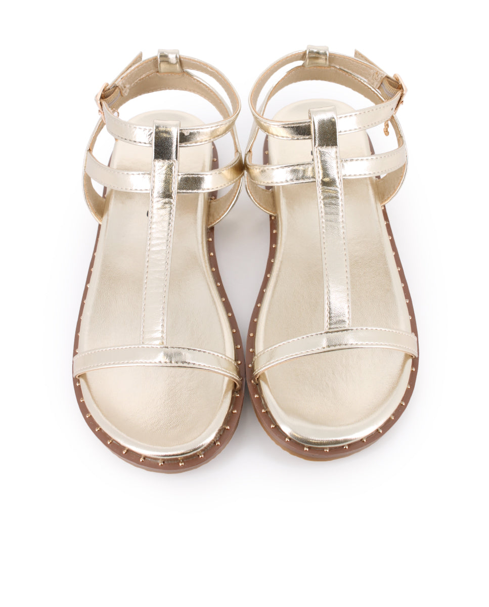 Sandalias Planas Blogger Cleo Dorado Mujer