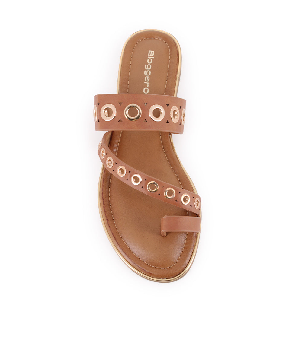 Sandalias planas Blogger Norma para mujer color marrón