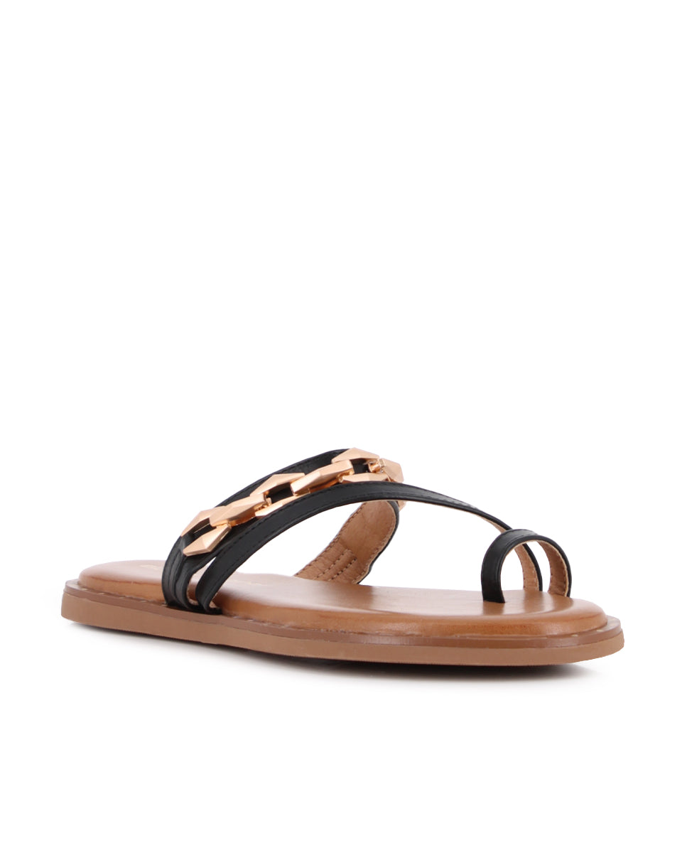 Sandalias planas Blogger Dunia para mujer color negro