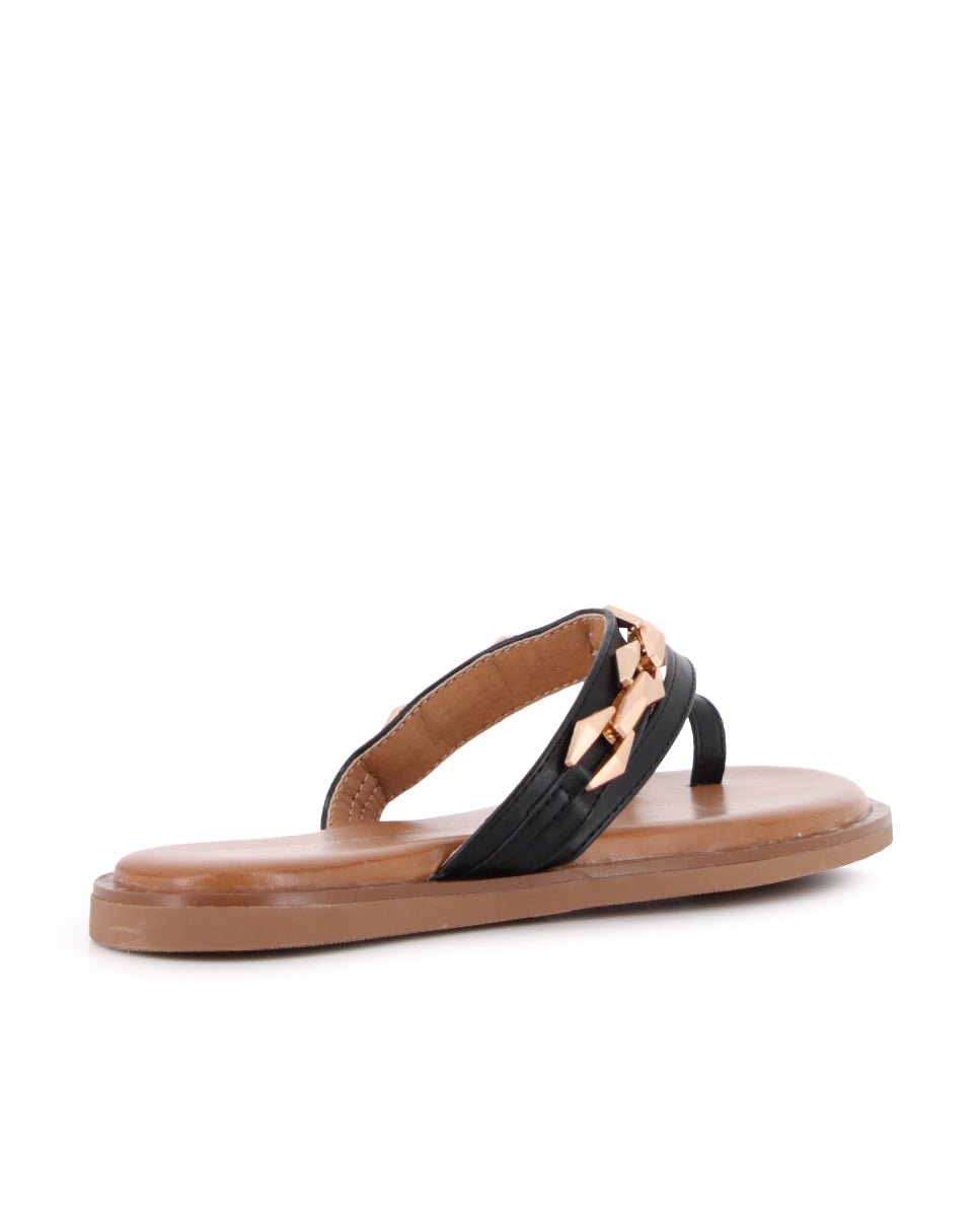 Sandalias planas Blogger Dunia para mujer color negro