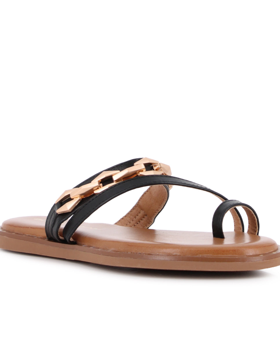 Sandalias planas Blogger Dunia para mujer color negro