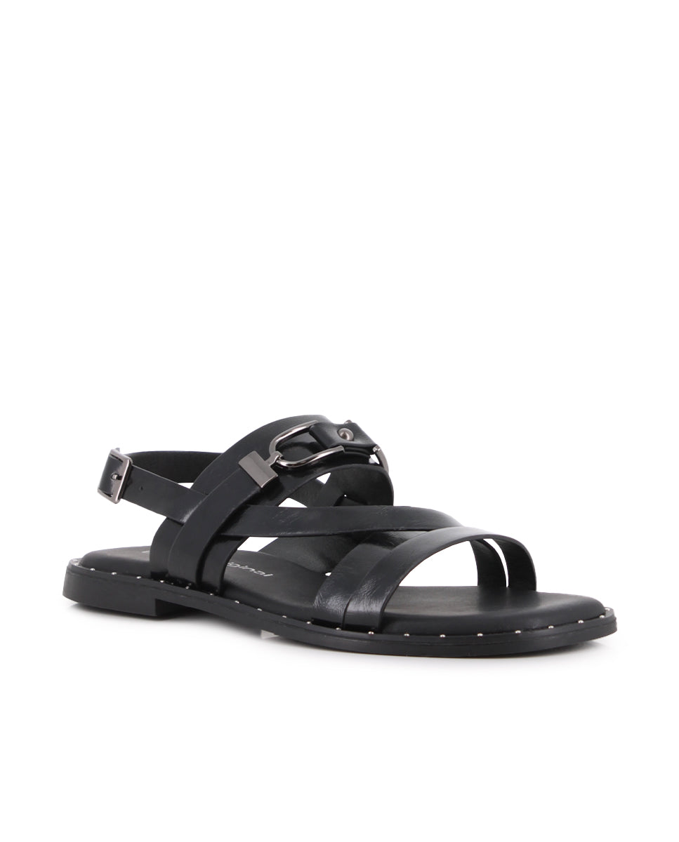 Sandalias planas Blogger Vania para mujer color negro