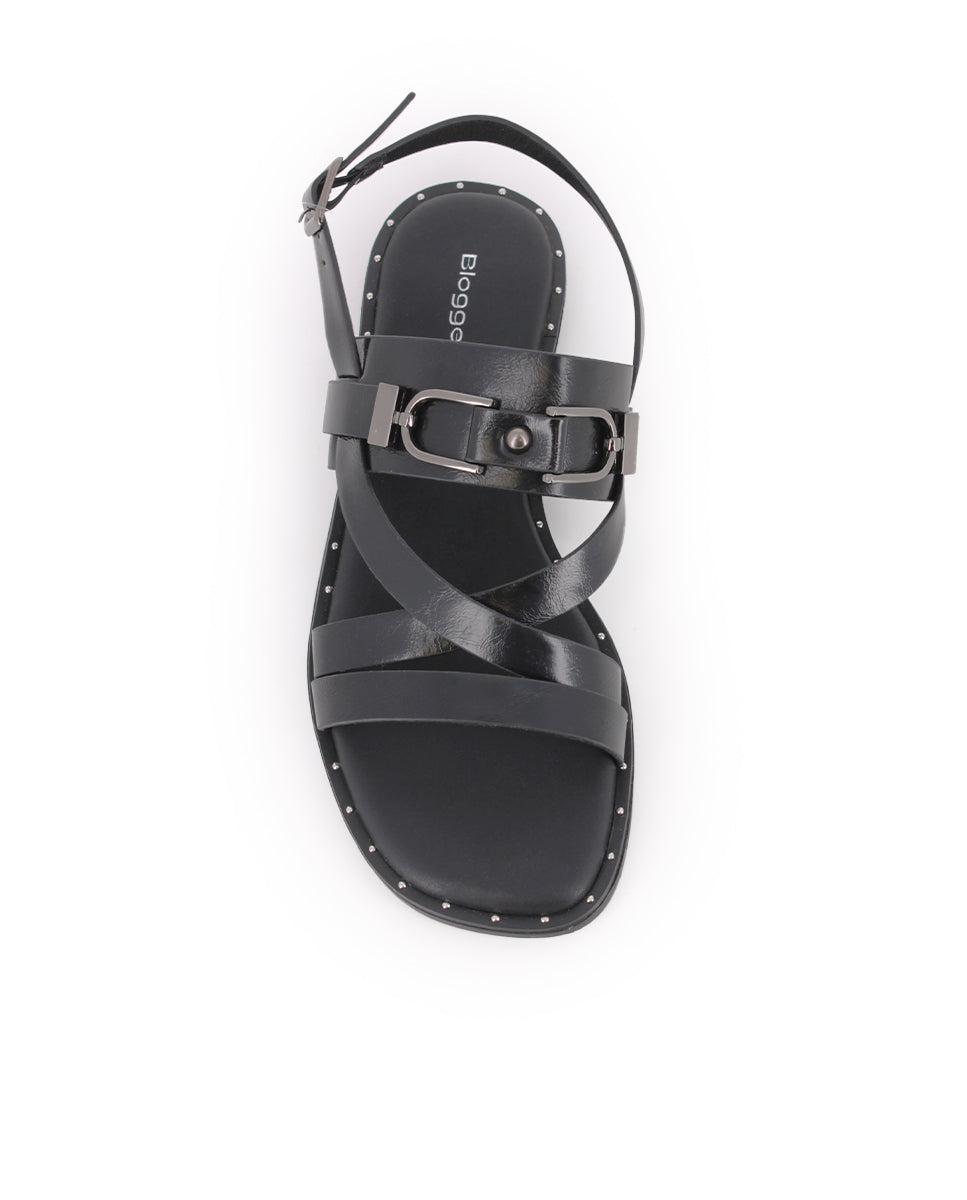Sandalias planas Blogger Vania para mujer color negro