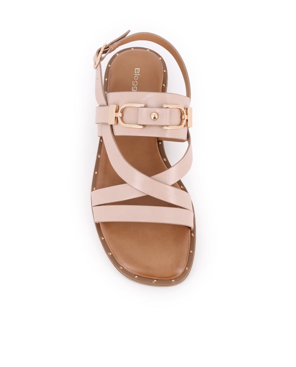 Sandalias planas Blogger Vania para mujer color beige
