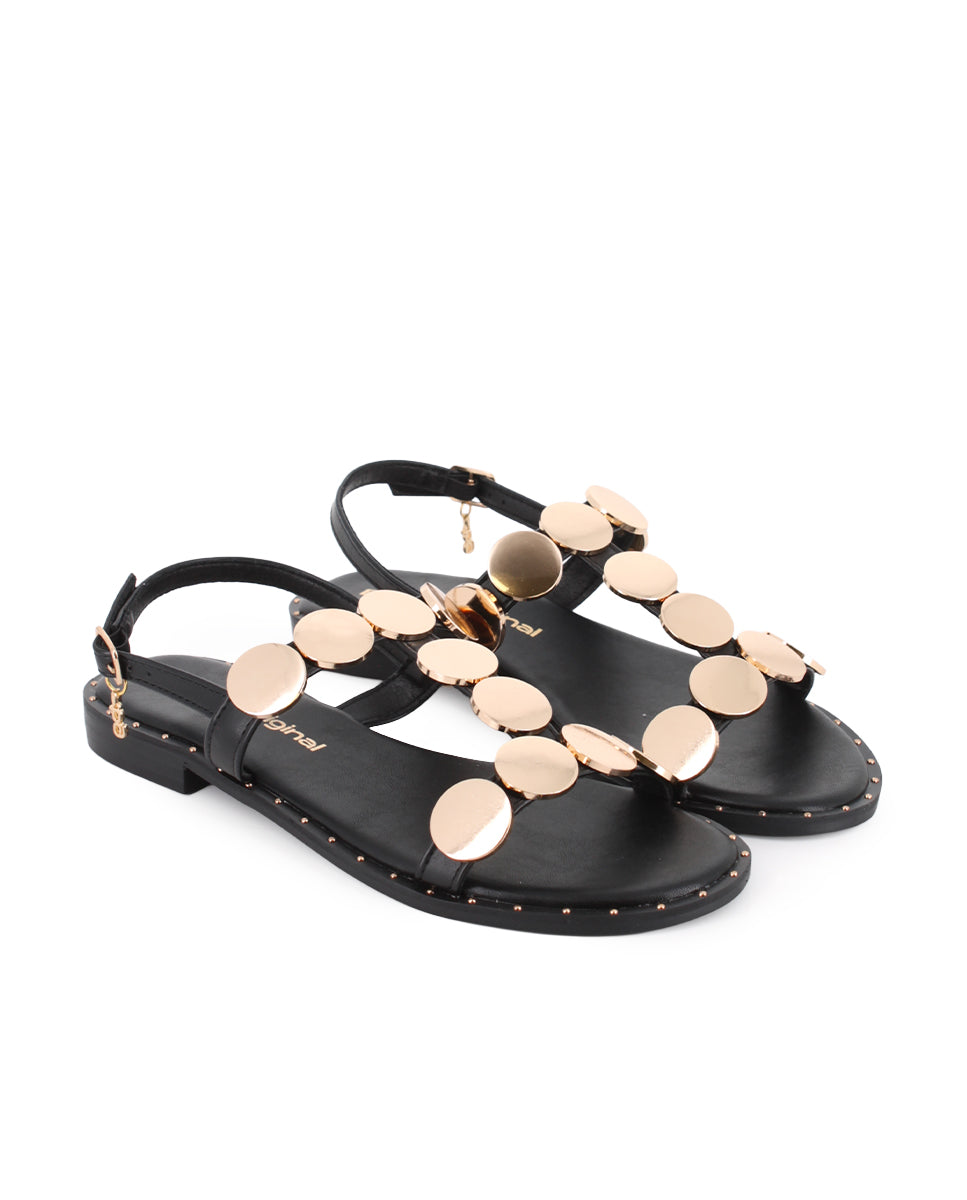 Sandalias Planas Blogger Tini Negro Mujer