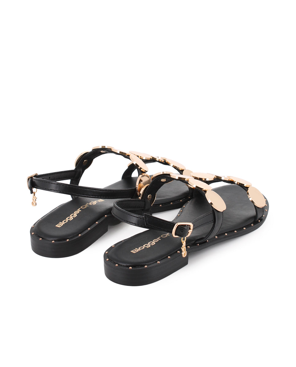 Sandalias Planas Blogger Tini Negro Mujer