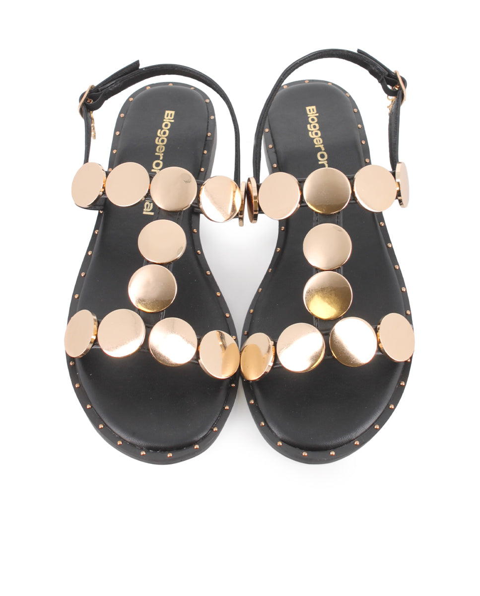 Sandalias Planas Blogger Tini Negro Mujer