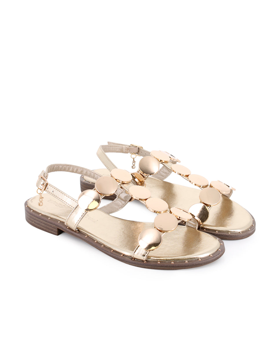 Sandalias Planas Blogger Tini Dorado Mujer